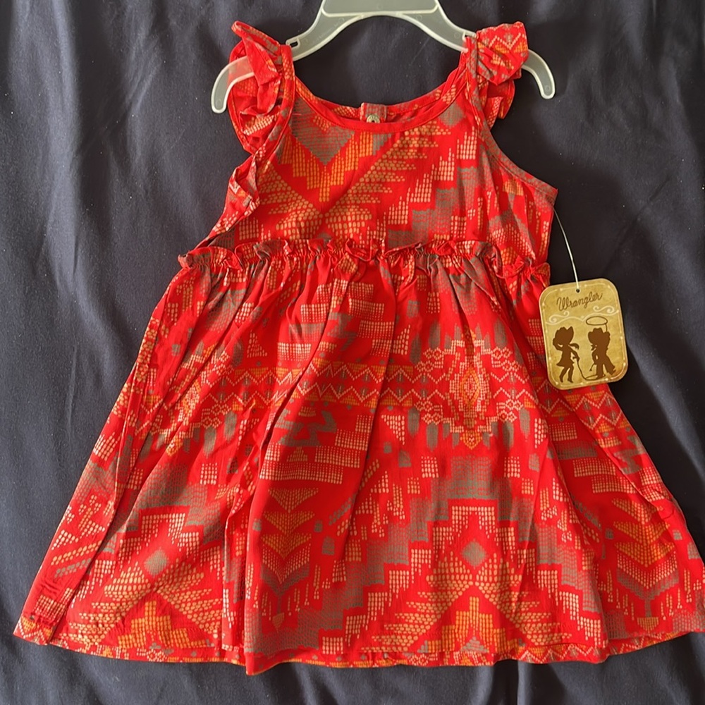Wrangler Toddler Girls Retro Aztec Red Dress